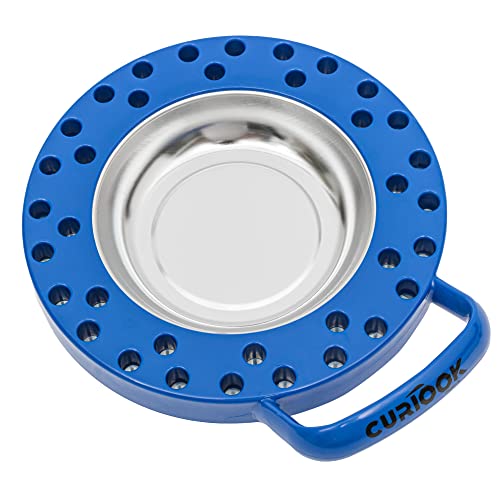 Curiook 1/4 Hex Bit Holder and Magnetic Tray 4-inch Portable Screwdriver Hex Bit Organizer for 36 Hex Bits Nut Driver Bit Holder Adheres to Metal Tool Box with Double Neodymium Magnet