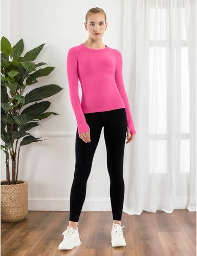 Image of MathCat Seamless Workout Shirts for Women Long Sleeve Yoga Tops Sports Running Shirt Breathable Athletic Top Slim Fit XS-XL