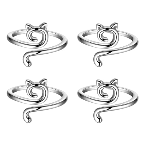 4pcs Knitting Crochet Loop Ring for Fingers Knitting Ring Adjustable Crochet Supplies DIY Crafts Braided Faster Accessories for Mother Grandma Gifts Silver