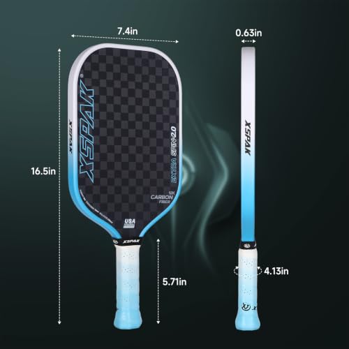 Image of 12K Carbon Fiber Pickleball Paddles, USAPA Polypropylene Honeycomb Paddle with Cushion Comfort Grip, SPIN2.0 World Champion Surface Technology Options Pickleball Racket