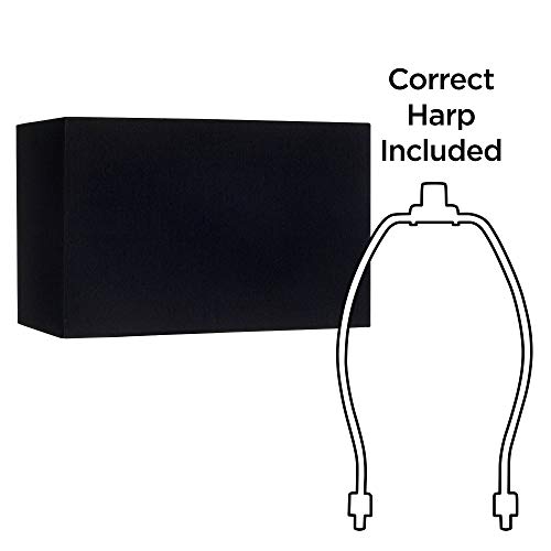 Black Medium Rectangular Hardback Lamp Shade 16" Wide X 8" Deep X 10" High (Spider) Replacement With Harp And Finial - Springcrest #TOP5