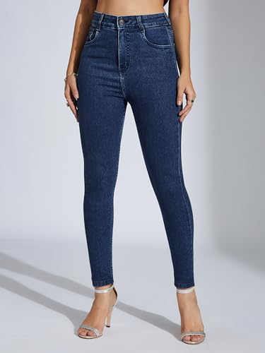 Image of Miss Chase Women's Skinny Fit High Rise Regular Length Denim Stretchable Jeans