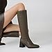 AIUNIIND Women's Knee High Boots with Block Heels – Tall Fashion Boots with Side Zipper, Square Toe Long Boots for Fall Winter Khaki 6.5