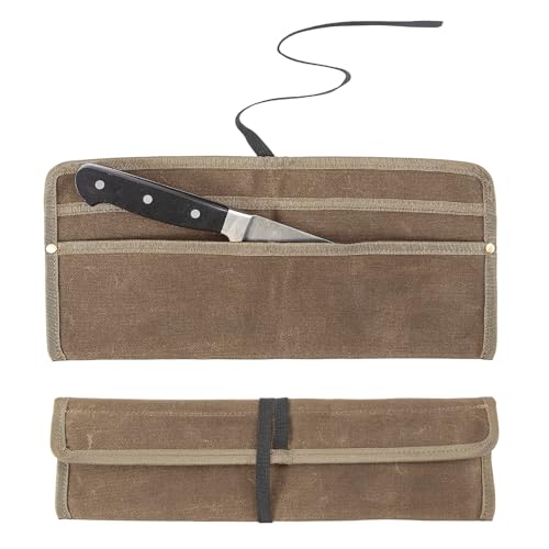 Qchengsan Chef Knife Sheath,Waxed Canvas Single Chef Knife Case Bag