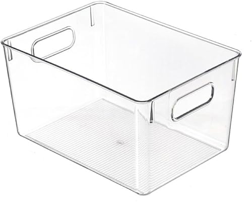 Organizador de refrigerador con gabinete de almacenamiento de plástico transparente, sin BPA, varios tamaños ahorra espacio (9.8 x 5.9 x 2.7