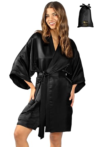 Luxury Artisan Silk Robes For Women, Washable Pure Mulberry Short Kimono