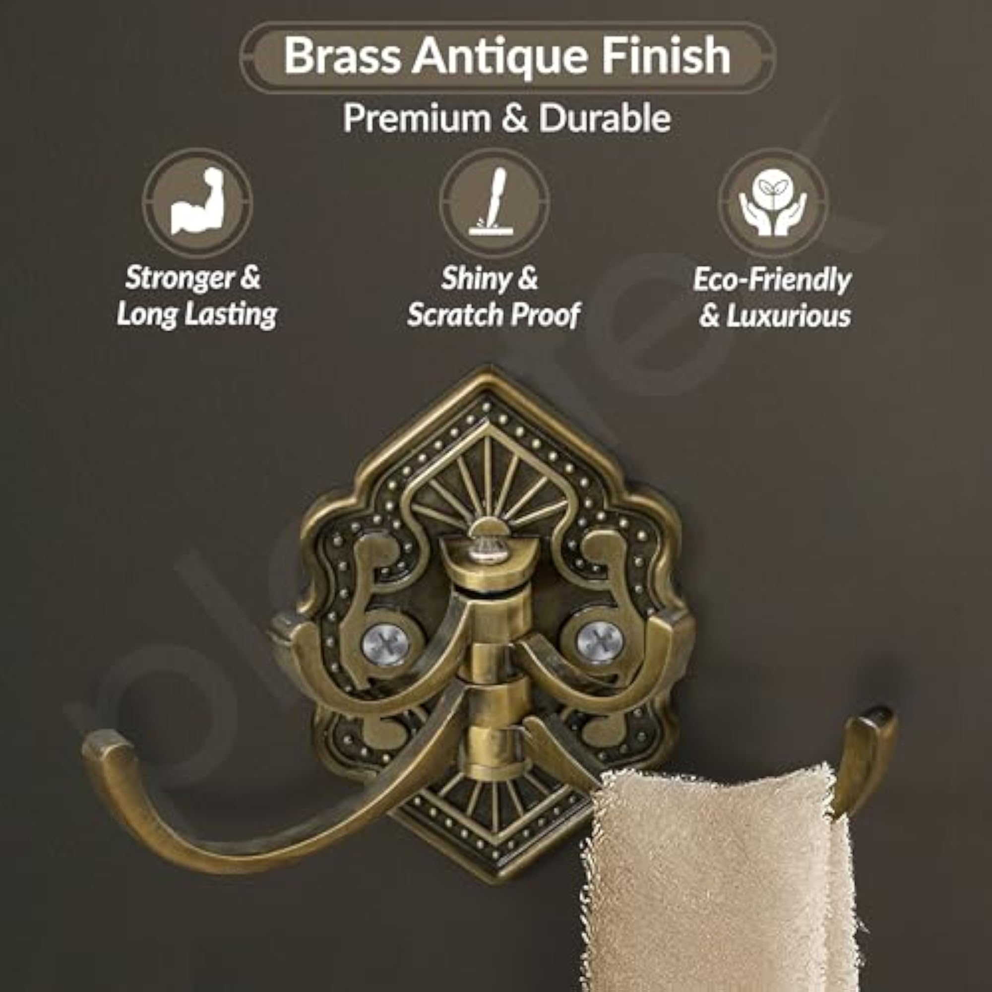 Antique Brass Robe Hook, Wall Hanger