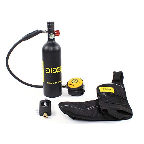 DUIBAII Mini Scuba Oxygen Cylinder,Diving Air Tank Kit,Snorkeling Breathing Equipment 1L for Underwater Exploration Emergency Rescue Pony Bottle