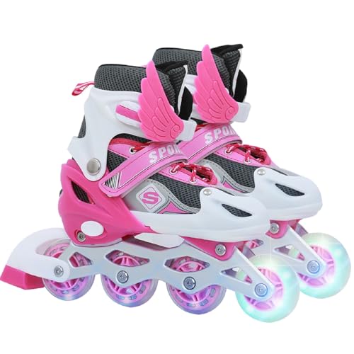 YENTAKE Rollschuhe, Inliner Roller Skates mit 3 Größen Verstellbar, LED...