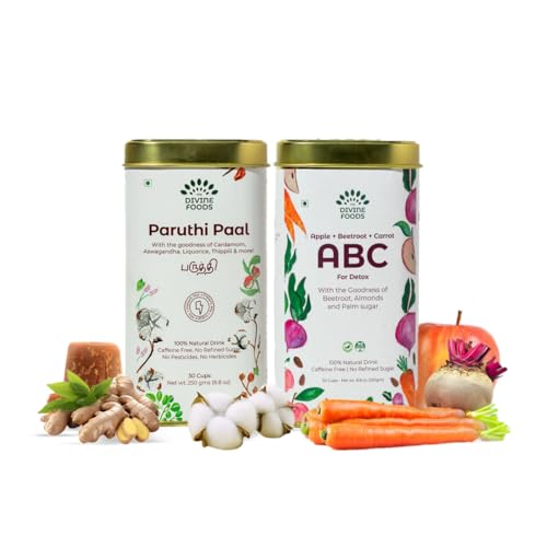 Image of The Divine Foods Combo - Paruthi Paal (Cotton Seed Instant Latte Mix) + Natural ABC Latte Milk Mix (Apple + Beetroot + Carrot) | Nutrient-Rich | Vegan | Natural | No Preservatives - 500 Gms