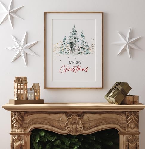 Merry Christmas Typography Print, Christmas Decorations, Holiday Print Decor Merry Typography Poster Artations Holiday Poster Art,64
