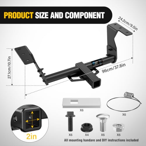 Image of Nilight Class 3 Trailer Hitch 2 Inch Receiver Tow Hitch Compatible with Subaru Forester 2019-2025 Black Powder Coated