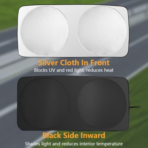 Image of Round Foldable Windshield Car Sun Shade with Storage Pouch for for Cars, Suvs & Hatchbacks UV Protection Use