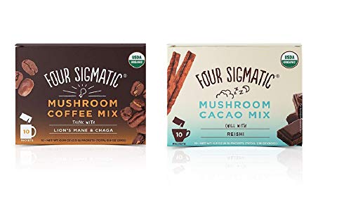Four Sigmatic Mushroom Cacao Mix Variedad Paquete doble (1 x con Reishi + 1 x con melena de león)