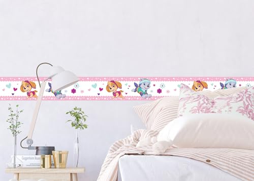 AG Design Selbstklebende Bordüre Paw Patrol Pup Power, AWBD 8014 | Wasserfest Kinderzimmer Wand Dekoration | Wandbordüre für Mädchen und Junge | Folie, Mehrfarbig | Breite 500 cm x Höhe 13.8 cm