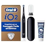 Oral-B iO 2 Spazzolino Elettrico Nero, 1 Testina Di Ricambio per Spazzolino Elettrico, Caricatore, Custodia Da Viaggio, Portatestine + Dentifrico Oral B Advanced Prevenzione Tartaro, Pulizia Denti