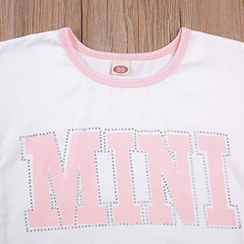 Toddler Baby Girl Clothes Sequins Knitted Short Sleeve T-Shirts+Skirt Set Outfit 2Pcs (B-Pink, 5-6 Years) #TOP3