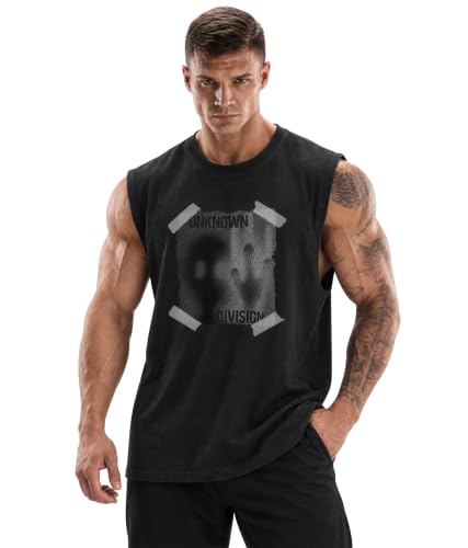 Image of SHODOX Men's 100% Cotton Tank Top | Round Neck Sleeveless Gym Vest | Loose Fit Casual Sportswear T-Shirt | Breathable & Lightweight Fitness Wear for Workout & Active Wear