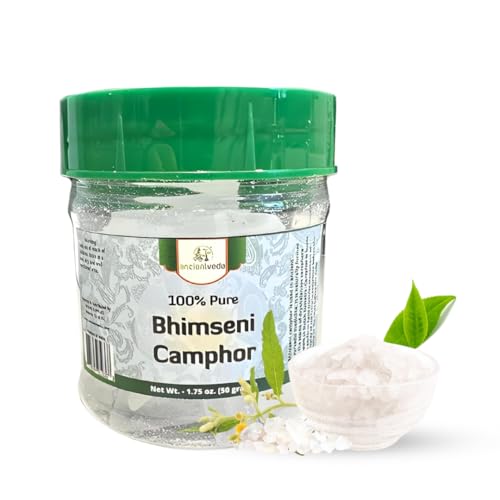 ANCIENT VEDA 100% Pure Natural Bhimseni Camphor Tablet | Aromatherapy Camphor | Refreshing Fragrance, Enhancing Concentrations | Tablet for Puja, Alcanfor Tablets, Kapoor for Pooja - (50 Grams)