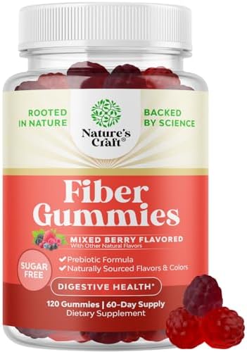 Fiber Gummies for Adults – Chicory Root Supplement with Prebiotic Support for Gut & Digestive Health – Soluble Digestion Capsules for Stomach Regulation & Immune Aid – Sugar Free & Vegan – 120 Count