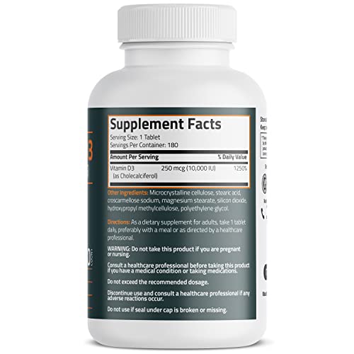 Image of Bronson Vitamin D3 10,000 IU (250 mcg) Immune & Muscle Support, 180 Tablets