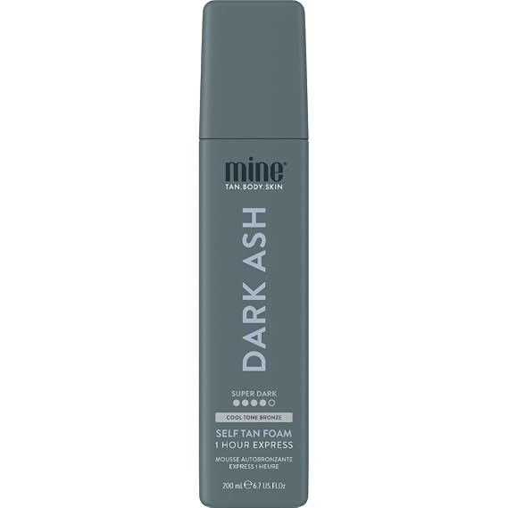 Minetan Self Tan Foam | Dark Ash - 1 Hour Express, Best Sunless Tanning Mousse For A Cool Dark Bronze Skin Finish, Face & Body Fake Tanner, Ultra Hydrating Glow, Vegan & Paraben Free, 6.7 Fl Oz