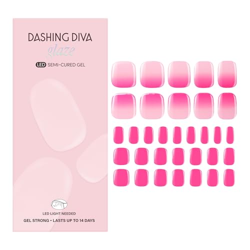Dashing Diva Glaze Pedicure Nail Strip Set - Dragon Fruit Sorbet - Long Lasting Chip Resistant Semi-Cured Gel Nail Strips - Summer Gel Set - 4-Piece Pedicure Kit with 32 Strips