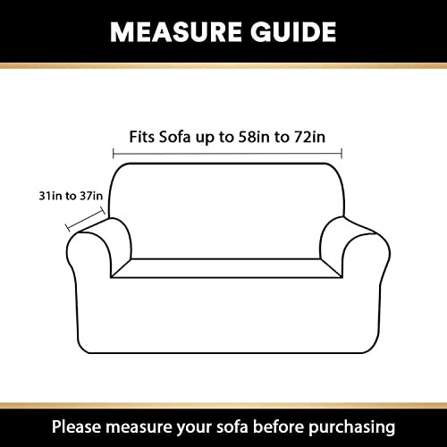 Stretch Sofa Slipcover 1 Piece Sofa Cover For 2 Cushion Couch Furniture Protector/Cover Couch With Elastic Bottom Soft And Durable Sofa Cover Pet Protector (Loveseat, Ivory) #TOP6