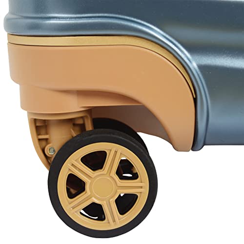 London Fog Chelsea 20" Expandable Spinner, Blue, Brown, Carry Inch #TOP2