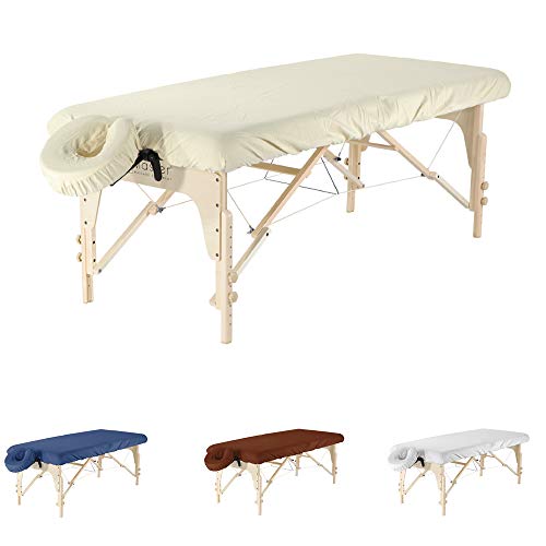 Massageliegenbezug Set Aus Mikrofaser Für Die Massageliege Und Kopfstütze Massagebank Bezug 216x88 cm Mit Kopfstützbezug 33x33 cm Spannbezug Für Massage (Beige)