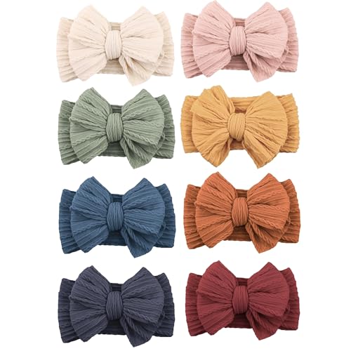 Image of Niceye Handmade Baby Headbands Soft Stretchy Nylon Hair Bands with Bows for Newborn Infant Baby Toddler Girls