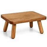 Covzoe Wooden Step Stool, Solid Wood Milking Stool with Non-Slip Mat, Portable Sturdy Bedside Stool for High Beds, One Step Stool Shoe Changing Stools for Bathroom Living Room Kitchen
