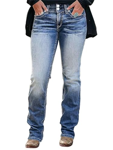 Flamingals Boot Cut Jeans for Women Trendy High Waist Tummy Control Jean Flare Jeans Straight Denim Pants2
