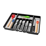 madesmart Expandable Silverware Tray - Granite | CLASSIC COLLECTION | 8-Compartments | Kitchen Organizer | Soft-Grip Lining and Non-Slip Rubber Feet | Easy to Clean | BPA-Free