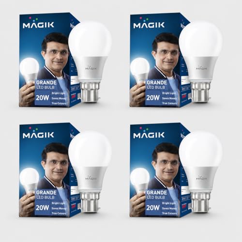 Image of MAGIK Grande 20W LED Bulb | Cool White (6500K) | B22 Base | High Brightness LED Lamp for Home & Office, Energy Efficient, Long Life with Wide Light Spread | Pack of 4