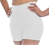 B Dancewear Womens High Waisted Dance Shorts Medium White Adult Sizes with Fold Over Band and...