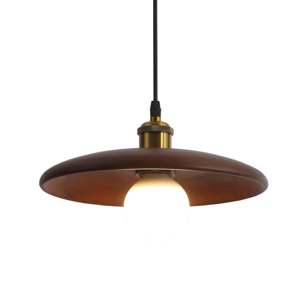 Lampe à suspension en bois style rétro créatif avec douille de plafonnier E27