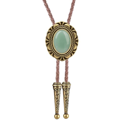 Image of GelConnie Native American Bolo Tie Rodeo Cowboy Leather Necktie Western Necklace Costume Accessories for Men,Women