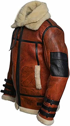 Luxurious Brown shearling jacket sheepskin leather For Men3