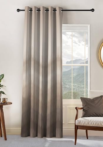 Image of Kivo Digital Print 85% Blackout Curtains for Long Door /Window, Thermal Insulated, Tie Back, Wider Width 50 in, Eyelet Curtains for Living Room /Bedroom(Chiku 9 ft Set of 1)