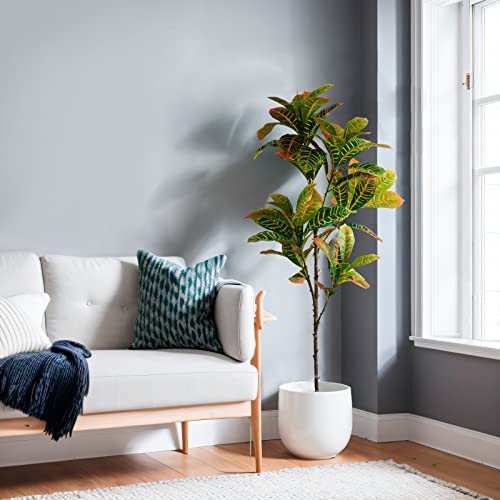 Edimens 47” Artificial Tree Faux Croton Tree Colorful Leaves Faux Plant Artificial Croton Plant Potted Fake Plants In Pot Artificial Plants With Planter For Home Decor Indoor Office Decoration #TOP4