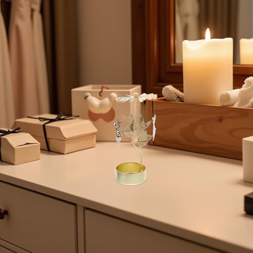 Luxshiny Rotary Tea Light Candle Holder Rotating Candle Carousel Angel Design Metal Candlestick Decoration for Christmas Valentine S Day Wedding Party Table Decor 5.70 X 2.55 X 2.55 in by Luxshiny - Used condition - Image 8