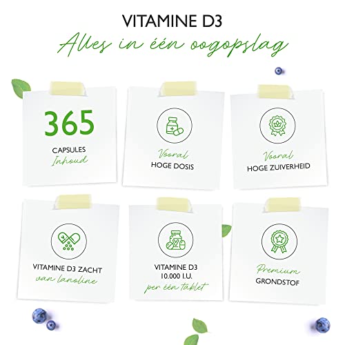 Vitamine D3 10.000 I.E. Depot - 365 Tabletten - Hoge Dosis - Vegetarisch - Hoge Zuiverheid - 10 Dagelijkse Dosis 1000 I… - Image 4