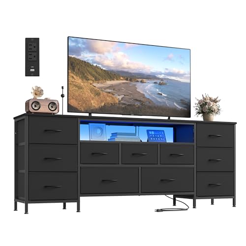 SONGMICS BELLAH Collection - TV Stand for TVs Up to 70 Inches, Dresser for Bedroom, Living Room, Chest of Drawers, Steel, 11 Drawers and Shelf, Modern, Ink Black ULGS043B101S SONGMICS BELLAH Collection - TV Stand for TVs Up to 70 Inches, Dresser for Bedroom, Living Room, Chest of Drawers, Steel, 11 Drawers and Shelf, Modern, Ink Black ULGS043B101S - Image 1