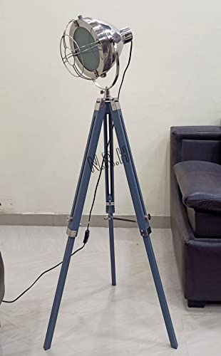 Antica Spotlight Legno Treppiede Lampada Da Terra Vintage Searchlight Lampada