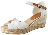 closing: keine Angabe Tommy Hilfiger Damen Basic Opened Toe MID Wedge Peeptoe Sandalen, Weiß (Ivory Ybi), 39 EU