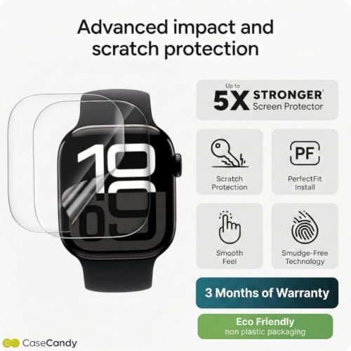 Image of BIGFACE Casecandy - [Pack of 2 Screen Protector Guard For Apple Watch 46mm Series 11 /10 | HD Screen Guard for Apple Watch Series 10 / Series 11 46mm - HD /Easy Installation Kit