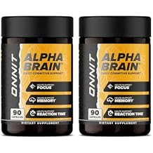 ONNIT Alpha Brain Nootropic Capsules for Men & Women, IGEN Non-GMO Tested Memory, Focus & Mental Clarity, Caffeine-Free with L-Theanine and Vitamin B6, 90 Count Each, Pack of 2 180 Capsules