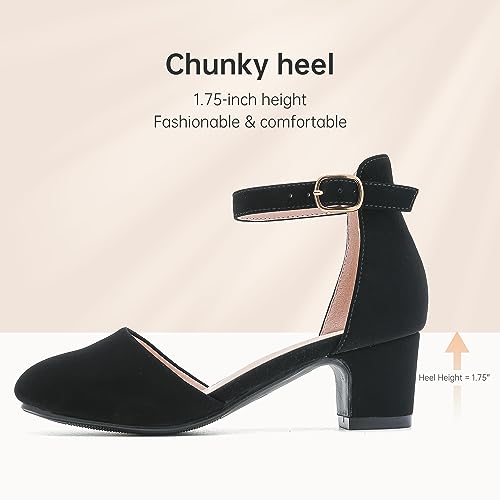 Image of LAURMOSA Girls Dress Shoes Closed Toe Pumps High Heels for Little Big Kid