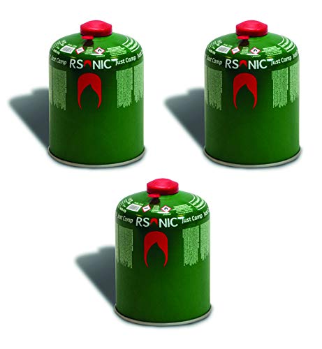 RSonic Schraubventilkartusche, Camping-Gas Butan-Propan/Ventil Gas Kartusche für Campingkocher, Gaskartusche mit Schraubventil Gewinde 100g-230g-450g (3, 450g)